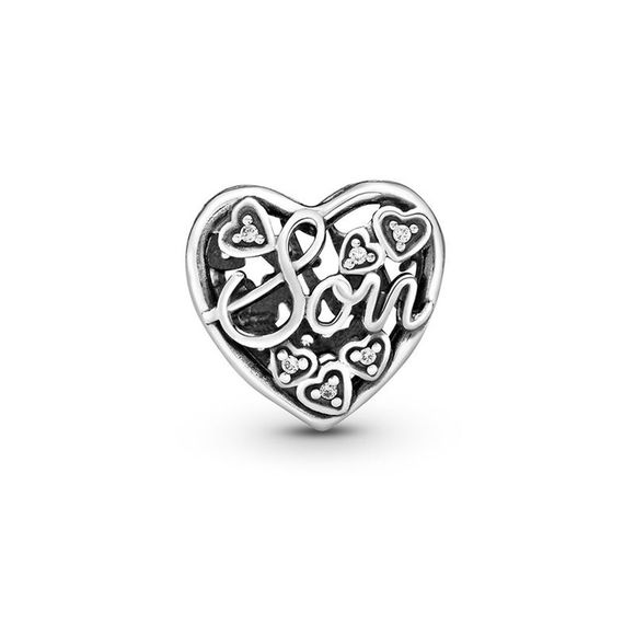 Pandora Silver Cz Mother & Son Heart Charm - Picture 2 of 3
